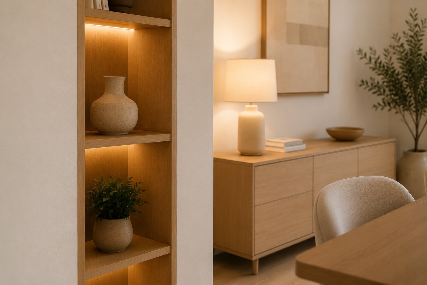 Detalle de un interior reformado con materiales nobles